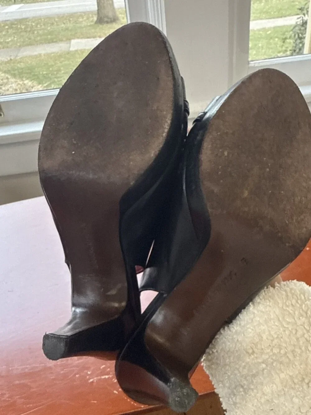 Banana Republic Women's Peep Toe Slingback Open Heel High Heel Black leather 7.5